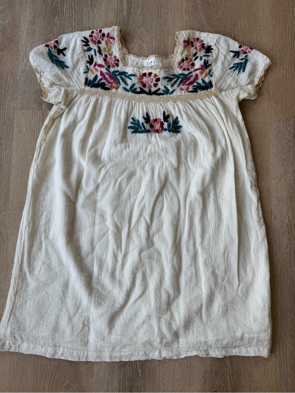 THML cream embroidered mini dress